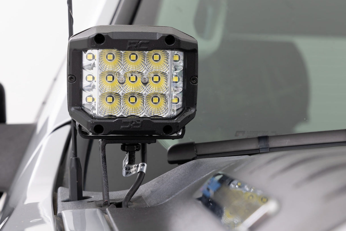LED Light Ditch Mount 2 Inch Black Pair Amber DRL Chevy 1500 (2007-2013) Rough Country