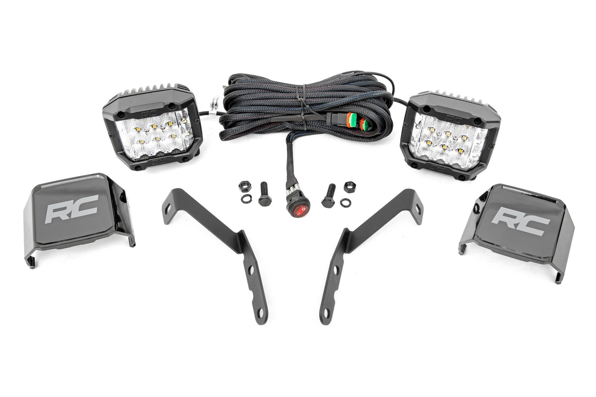 LED Light Kit Ditch Mount 3 Inch OSRAM Wide Chevy 1500 & Silverado/Sierra 2500HD/3500HD (07-14) Rough Country