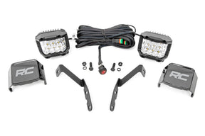 LED Light Kit Ditch Mount 3 Inch OSRAM Wide Chevy 1500 & Silverado/Sierra 2500HD/3500HD (07-14) Rough Country
