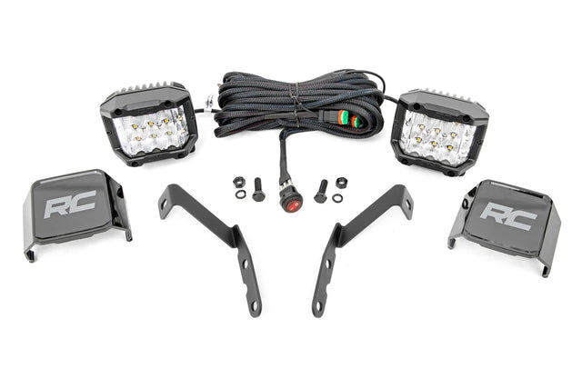 LED Light Kit Ditch Mount 3 Inch OSRAM Wide Chevy 1500 & Silverado/Sierra 2500HD/3500HD (07-14) Rough Country