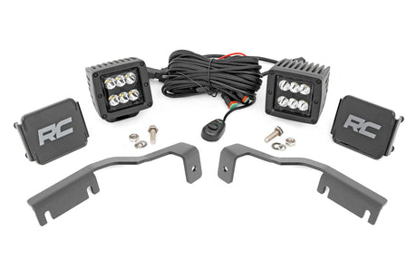 LED Light Kit Ditch Mount 2 Inch Black Pair Spot Nissan Frontier (22-26) Rough Country