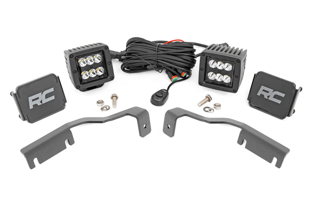 LED Light Kit Ditch Mount 2 Inch Black Pair Spot Nissan Frontier (22-26) Rough Country
