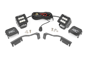 LED Light Kit Ditch Mount 2 Inch Black Pair Flood Nissan Frontier (22-26) Rough Country