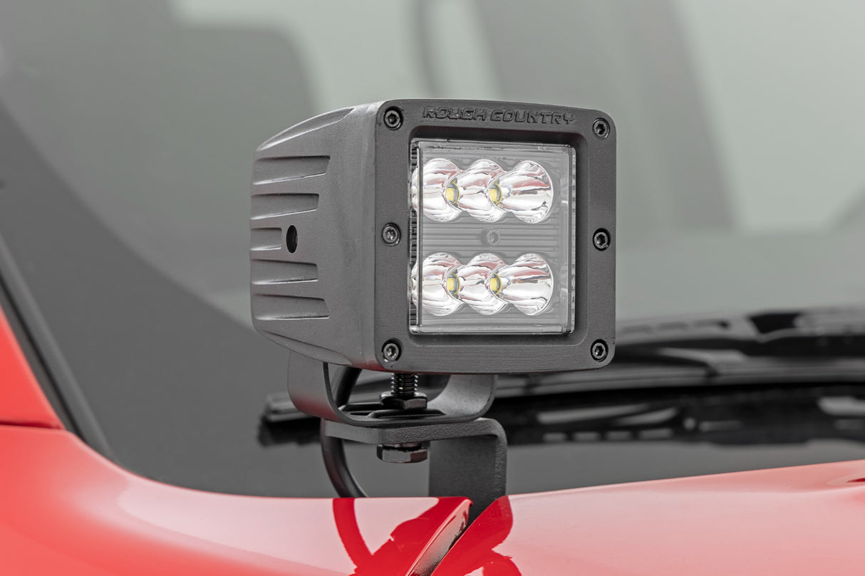 LED Light Kit Ditch Mount 2 Inch Black Pair White DRL Nissan Frontier (22-26) Rough Country