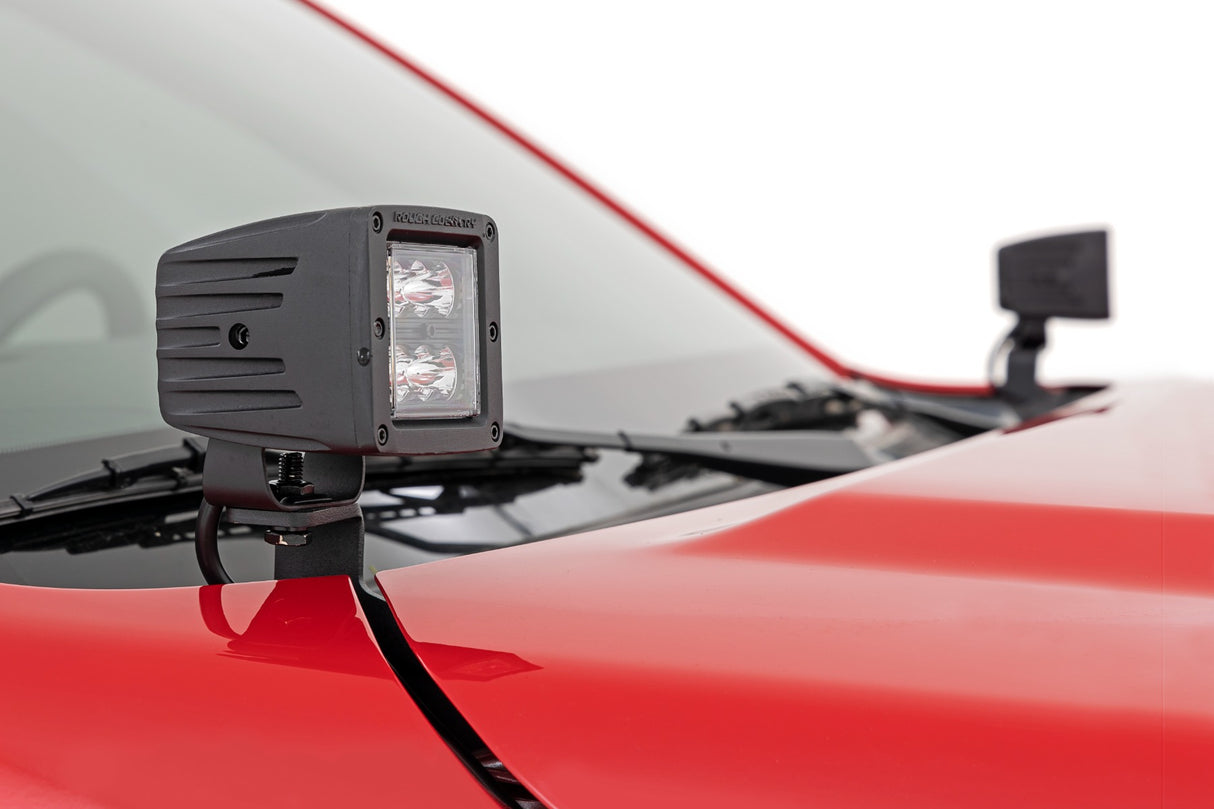 LED Light Kit Ditch Mount 2 Inch Black Pair White DRL Nissan Frontier (22-26) Rough Country