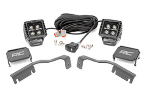 LED Light Kit Ditch Mount 2 Inch Black Pair Amber DRL Nissan Frontier (22-26) Rough Country