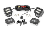 LED Light Kit Ditch Mount 2 Inch Black Pair Flood Toyota Tundra (22-26) Rough Country