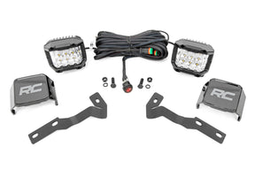LED Light Kit Ditch Mount 3 Inch OSRAM Wide Toyota Tacoma 2WD/4WD (16-23) Rough Country