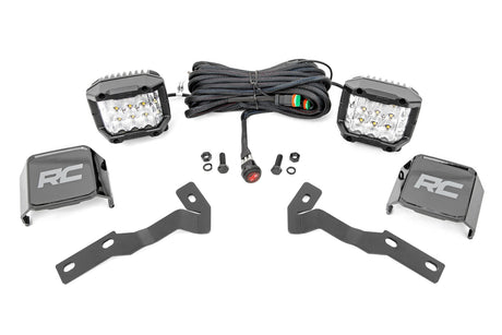 LED Light Kit Ditch Mount 3 Inch OSRAM Wide Toyota Tacoma 2WD/4WD (16-23) Rough Country
