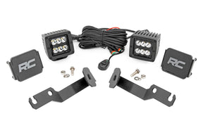 LED Light Kit Ditch Mount 2 Inch Black Pair Spot Toyota Tacoma (05-15) Rough Country