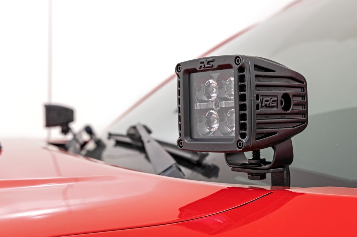 LED Light Kit Ditch Mount 2 Inch Black Pair Spot Toyota Tacoma (05-15) Rough Country
