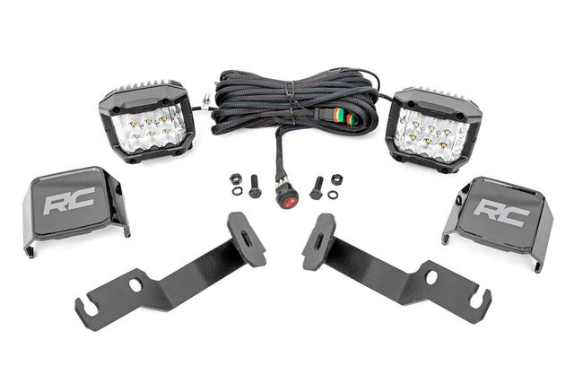 LED Light Kit Ditch Mount 3 Inch OSRAM Wide Toyota Tacoma 2WD/4WD (05-15) Rough Country