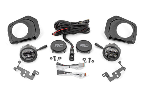 LED Fog Light Kit 3.5 Inch Round Black Series Amber DRL Toyota Tacoma (16-23) Rough Country
