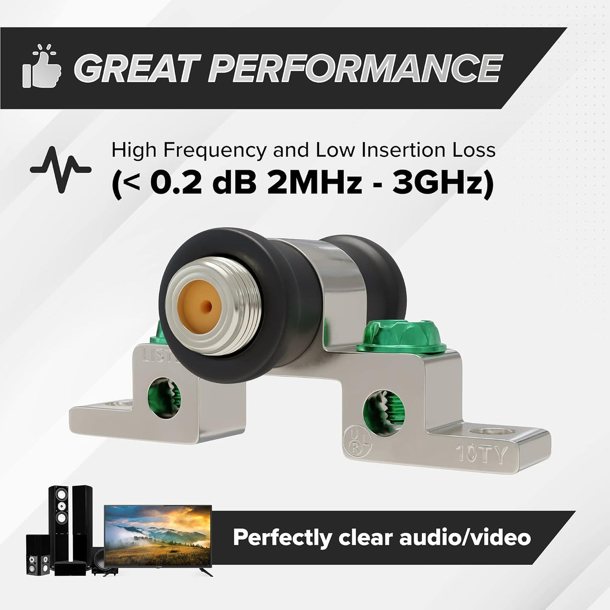 Coaxial Ground Block Connector F-Type RG6 3GHz Single Port TekShack
