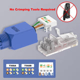 RJ45 CAT6A Tool-Free Plug – 6 Pack, Gold-Plated UTP for 23–26AWG VCELINK