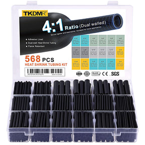 Heat Shrink Tubing Kit – 568 Pc 4:1 Adhesive Marine Grade Assortment TekShack