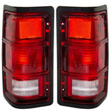 1G 1st Gen 81-93 Taillights Tail Lamps with Black Bezels Driver and Passenger Replacements for Dodge Pickup Far From Stock