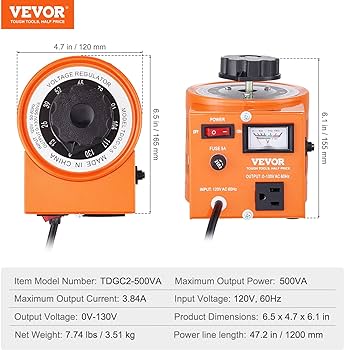 500VA Variac Auto Variable Voltage Transformer Analog Meter TDGC-0.5 TekShack