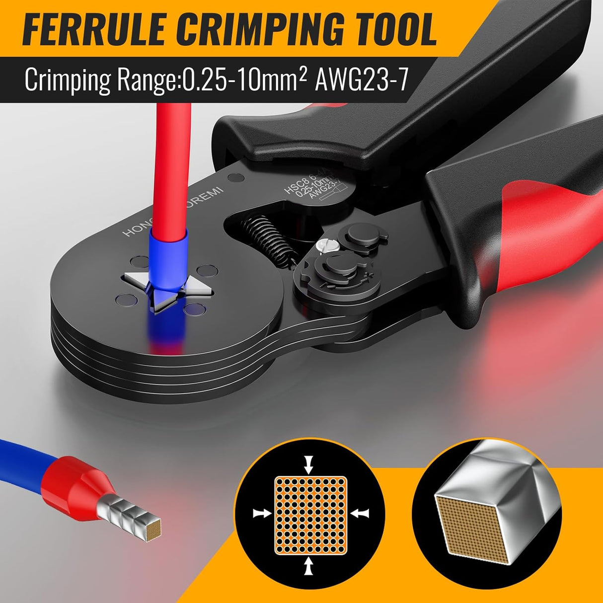Ferrule Crimping Tool Kit with 1800PCS Wire Ferrules, Self-Adjusting Ratchet Crimper, 4-Corner Crimping Pliers for AWG 20-8 Electrical, Automotive & DIY Wiring TekShack