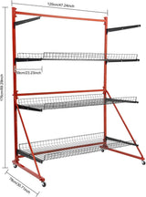 TTeralmon 3 Shelf Universal Auto Body Rolling Parts Storage Rack J-J-F-T-B-H