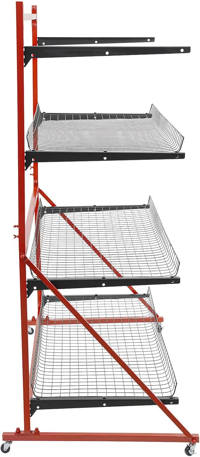 TTeralmon 3 Shelf Universal Auto Body Rolling Parts Storage Rack J-J-F-T-B-H