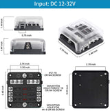 6 Way 12V Blade Fuse Block with LED Indicator & Cover TekShack