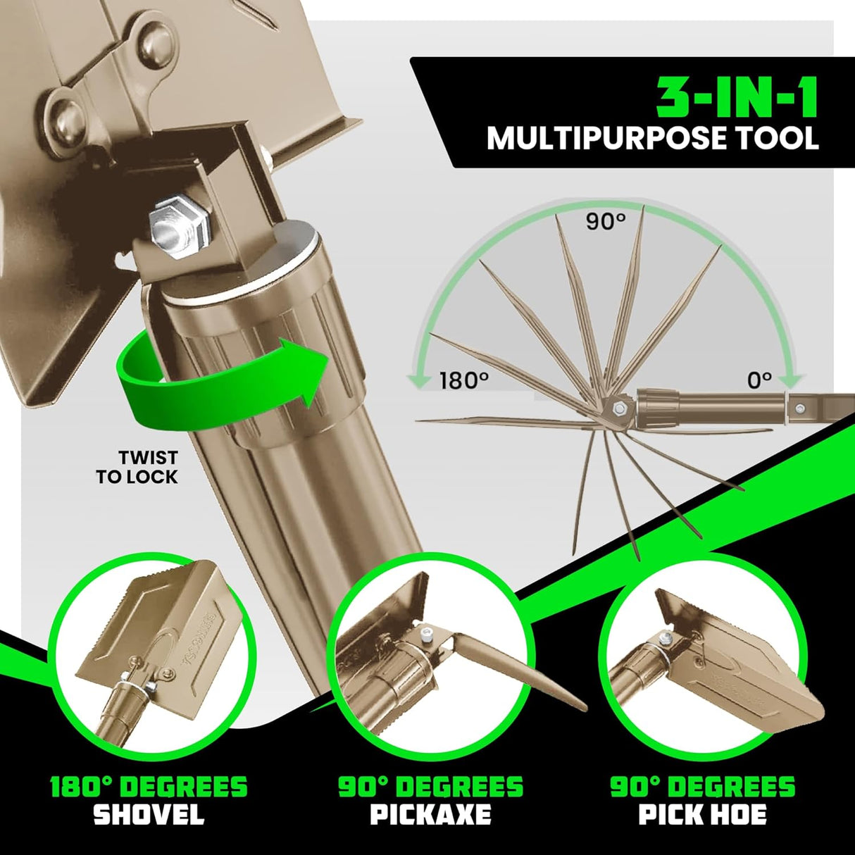 Folding Survival Shovel w/ Pick