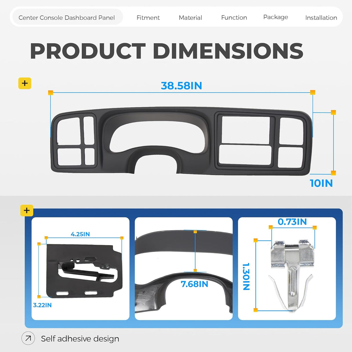 Double DIN Dash Cover Kit for 1999-2002 Chevy GMC Trucks