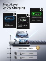 USB-C to USB-C Fast Charging Cable – 6.6ft 240W TekShack