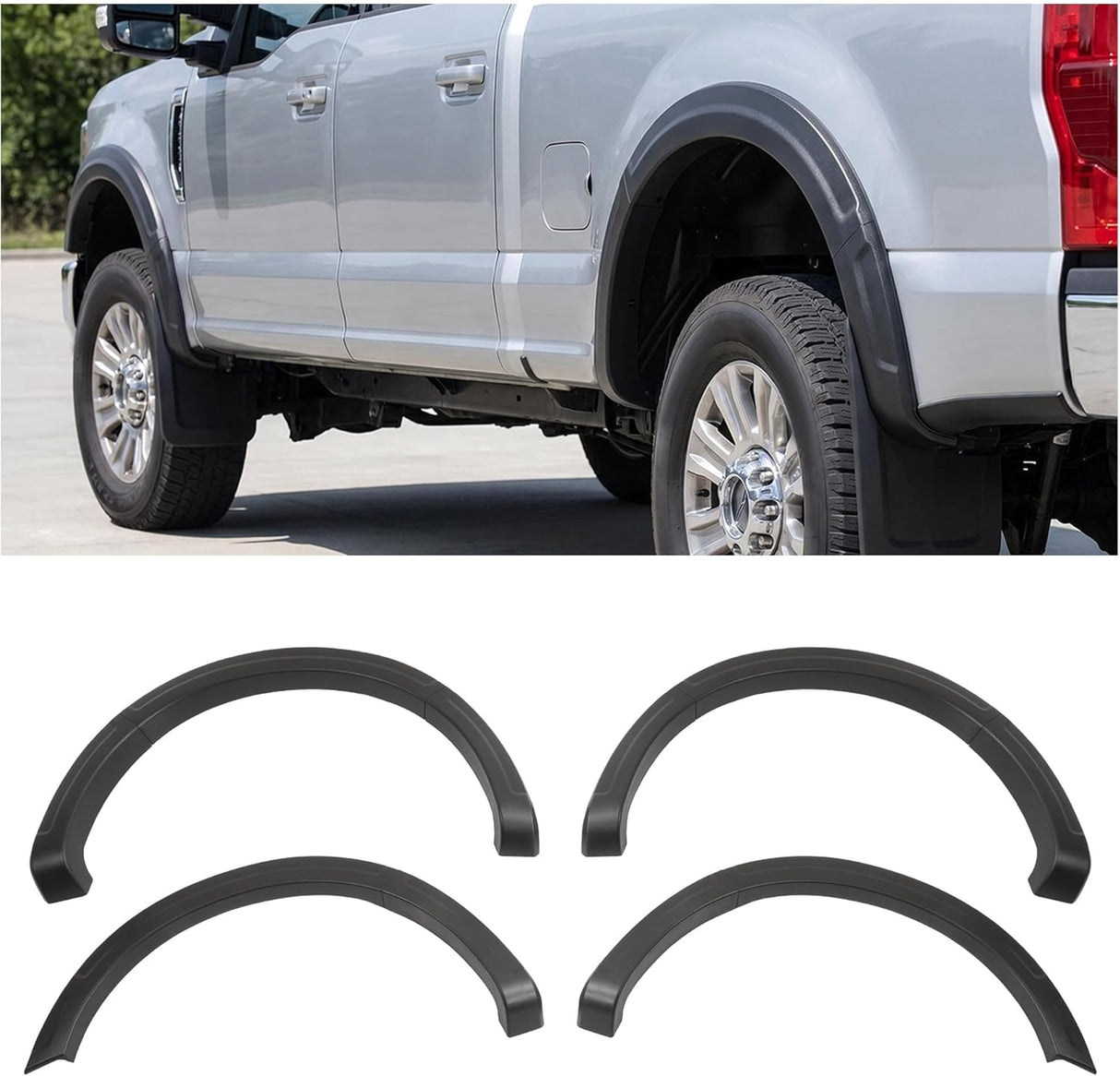 Textured Black 4-Piece Fender Flare Set for Ford Super Duty