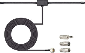 FM Radio Dipole Antenna – 75 Ohm Adhesive Mount with 10ft Cable & Universal Adapter Kit TekShack
