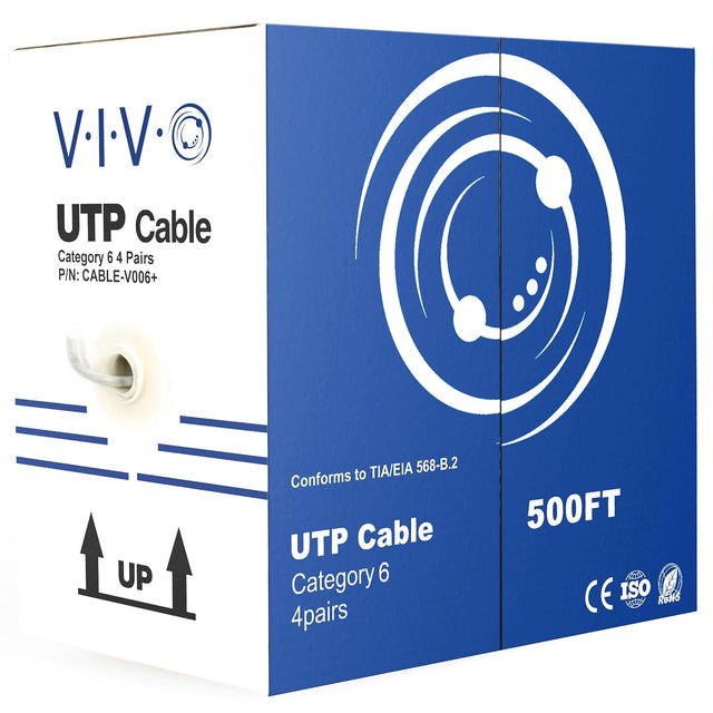 VIVO 500ft Bulk Cat6 Ethernet Cable – 23AWG CCA, UTP, Pull Box, Gray (CABLE-V006) TekShack