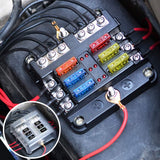 6 Way 12V Blade Fuse Block with LED Indicator & Cover TekShack