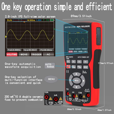 2-in-1 Oscilloscope Multimeter – 10MHz Bandwidth, TekShack