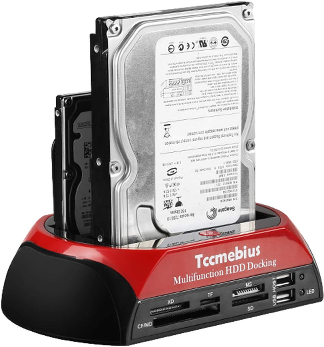 TCC-S862-US Hard Drive Docking Station USB 2.0 Dual Slot SATA IDE with Card Reader Tccmebius