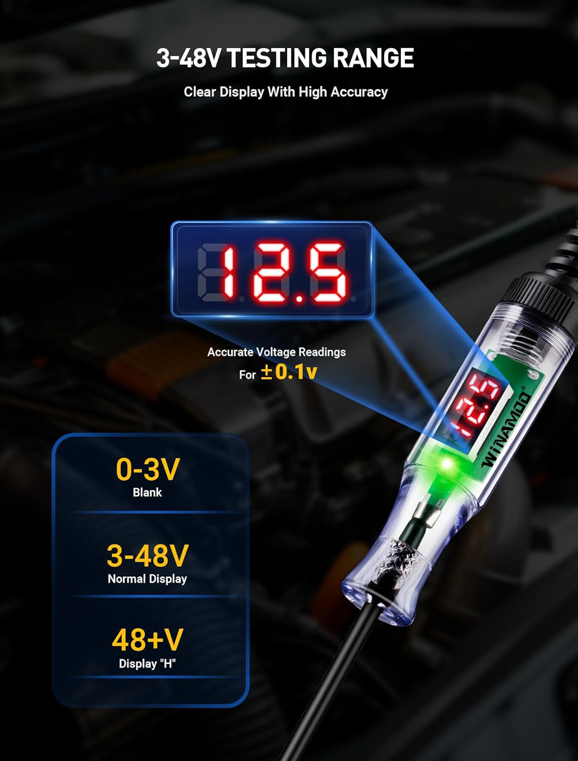 3-48V Automotive LED Voltage Tester with Polarity Indicator TekShack