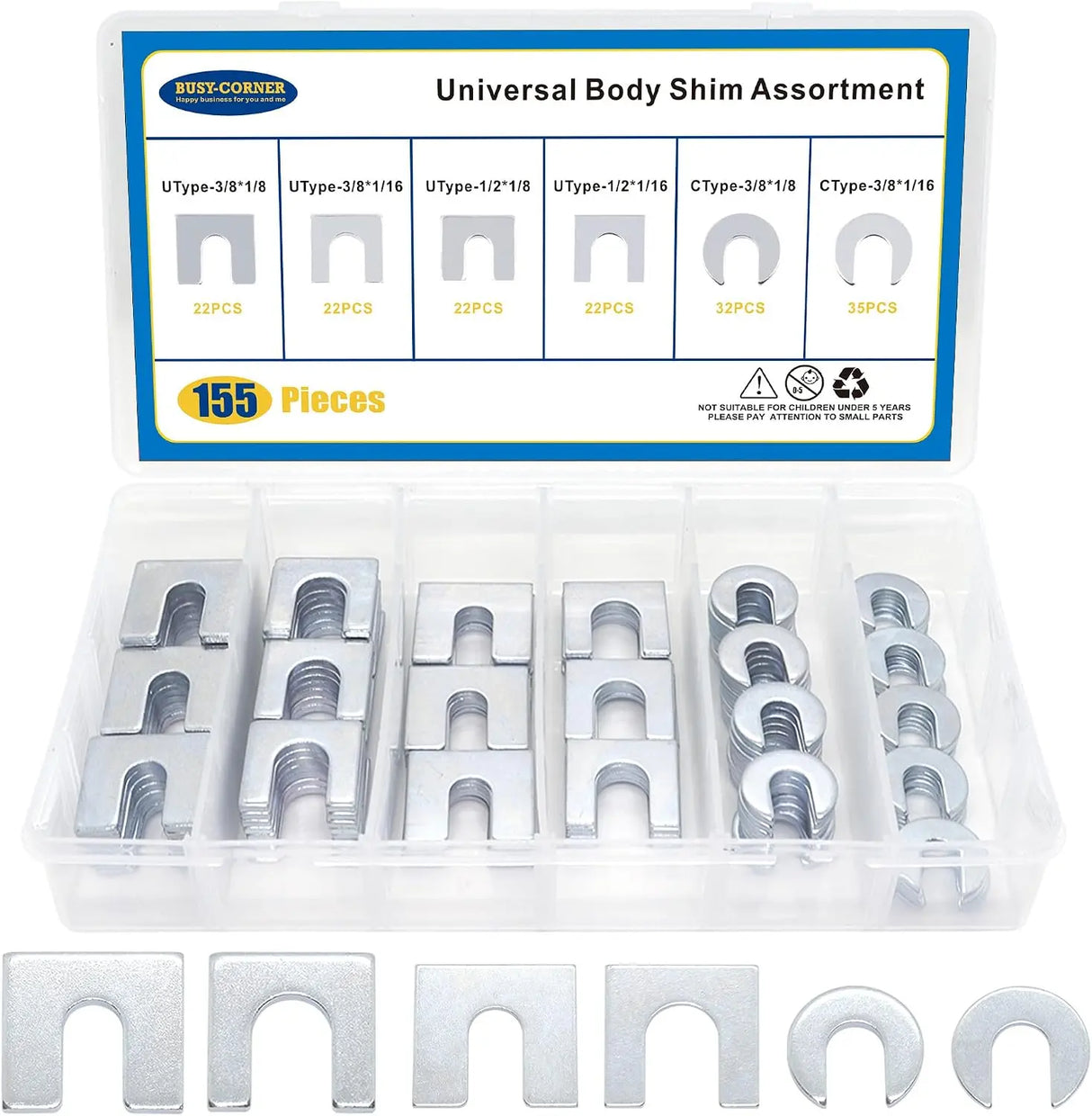 BUSY-CORNER Universal Auto Body Fender Alignment Shim 155-Piece Kit