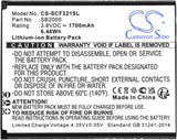 1700mAh / 6.46Wh Replacement Battery for Flip SC3218B, Flip SC3218T, SB2000 TekShack