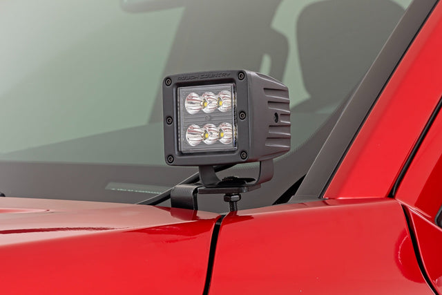 LED Light Kit Ditch Mount 2 Inch Black Pair Spot Toyota Tacoma (24-26) Rough Country