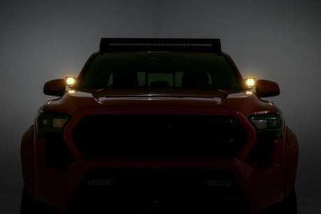 LED Light Kit Ditch Mount 2 Inch Black Pair Amber DRL Toyota Tacoma (24-26) Rough Country