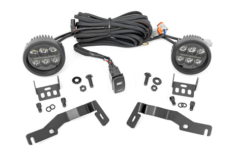 LED Light Kit Ditch Mount Black Series Round 3.5 Inch Amber DRL Toyota Tacoma (24-26) Rough Country