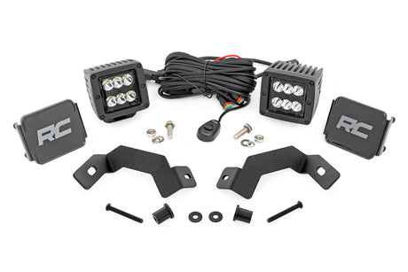 LED Light Kit Ditch Mount 2 Inch Black Pair Spot Toyota Land Cruiser (24-26) Rough Country