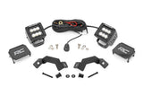 LED Light Kit Ditch Mount 2 Inch Black Pair Flood Toyota Land Cruiser (24-26) Rough Country