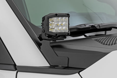 LED Light Kit Ditch Mount 2 Inch Black Pair Flood Toyota Land Cruiser (24-26) Rough Country