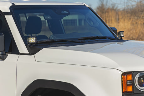 LED Light Kit Ditch Mount 2 Inch Black Pair White DRL Toyota Land Cruiser (24-26) Rough Country