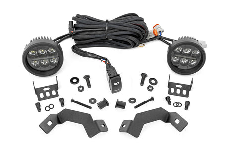 LED Light Kit Ditch Mount Black Series Round 3.5 Inch Amber DRL Toyota LandCruiser (2024) Rough Country