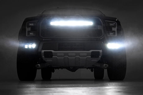 30 Inch Black Series LED Light Bar Curved Single Row Cool White DRL Rough Country