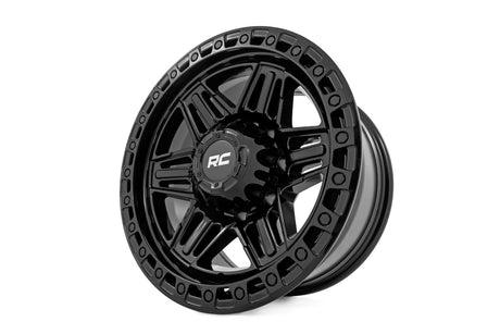 76 Series Wheel Simulated Beadlock Gloss Black 17x9 5x5.5 +0mm Rough Country
