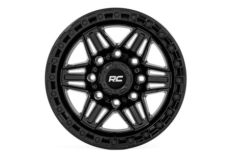 76 Series Wheel Simulated Beadlock Gloss Black 17x9 8x170 -12mm Rough Country