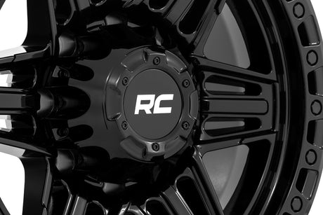 76 Series Wheel Simulated Beadlock Gloss Black 17x9 8x170 -12mm Rough Country